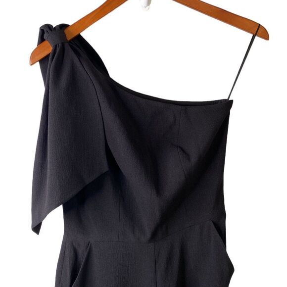 Dress the Population Tiffany One-Shoulder Bow Jumpsuit Sleeveless Stretchy New - Picture 5 of 16